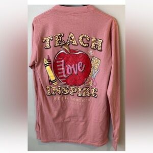 Simply Southern Tee Shirt Long Sleeve Teach Love Inspire Size Large